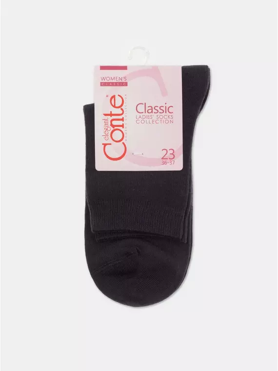 Хлопковые женские носки conte classic 000 графит, 7С-22СП, 38-39 (25), CONTE ELEGANT,  - 4