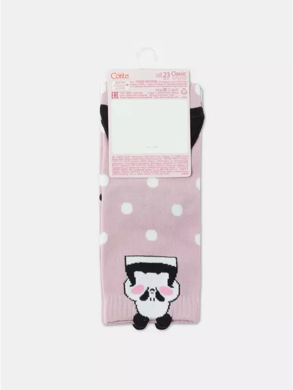 Хлопковые женские носки classic с пикотом «panda» 365 пепельно-розовый, 17С-183СП, 39-41 (25-27), CONTE ELEGANT,  - 6