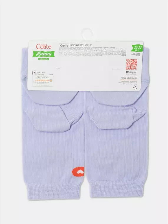 Хлопковые женские носки happy с рисунками "oh mon chéri" 371 бледно-фиолетовый, 18С-227СП, 36-39 (23-25), CONTE ELEGANT,  - 6