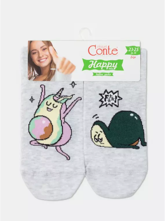 Хлопковые женские носки happy с рисунком «fitness» 385 светло-серый, 18С-227СП, 36-39 (23-25), ,  - 5