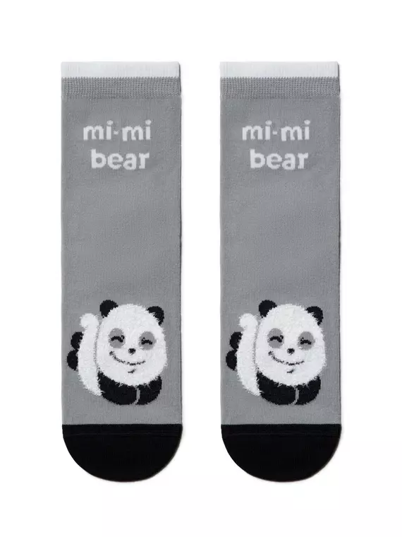 Хлопковые женские носки happy с пушистым рисунком "панда" 421 серый, 18С-268СП, 36-39 (23-25), CONTE ELEGANT,  - 2