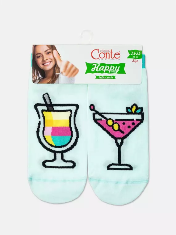 Носки женские хлопковые happy 247 бледно-бирюзовый, 19С-114СП, 36-39 (23-25), CONTE ELEGANT,  - 5