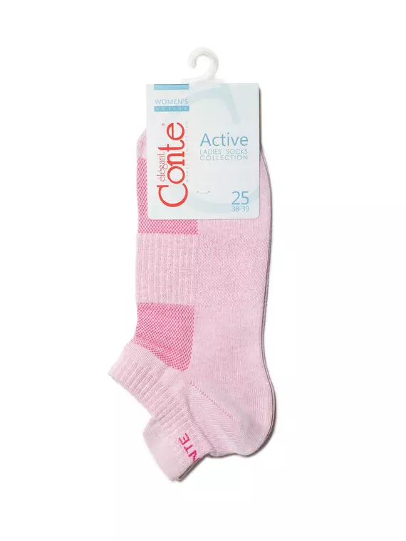 Ультракороткие женские хлопковые носки active с «язычком» 205 светло-розовый, , 36-37 (23), CONTE ELEGANT, - 3
