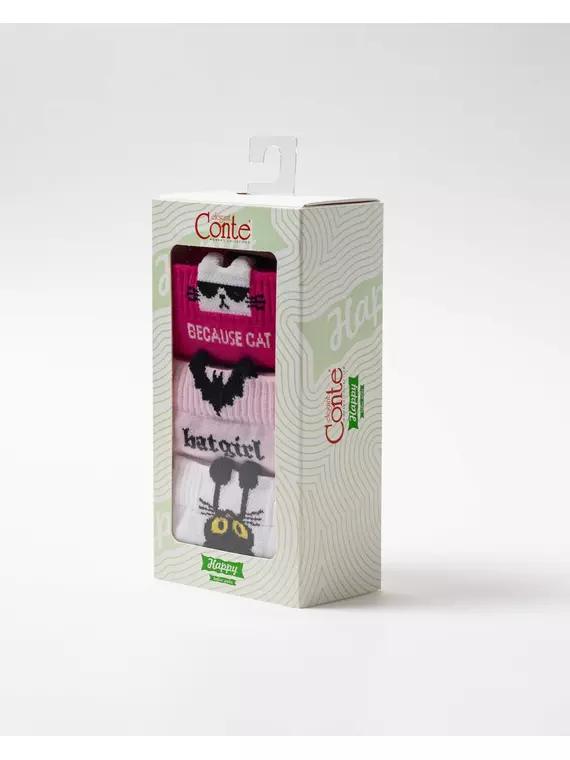 Хлопковые женские носки conte (3 пары в коробке) 763 ассорти, 17С-183СП, 38-39 (25), CONTE ELEGANT,  - 1