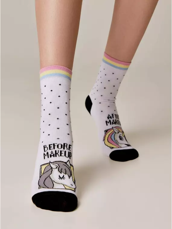 Хлопковые женские носки с рисунками happy (3 пары) 777 ассорти, 18С-227СП, 36-39 (23-25), CONTE ELEGANT,  - 6