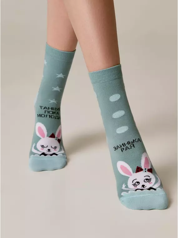 Хлопковые женские носки с рисунками happy (3 пары) 777 ассорти, 18С-227СП, 36-39 (23-25), CONTE ELEGANT,  - 3