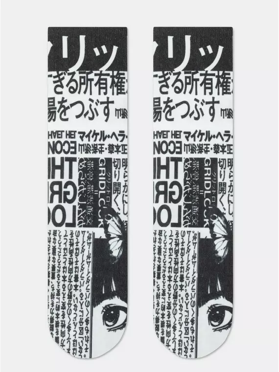 Удлиненные женские носки с хлопком fantasy 390 черно-белый, 19С-236/1СП, 36-39 (23-25), CONTE ELEGANT,  - 3