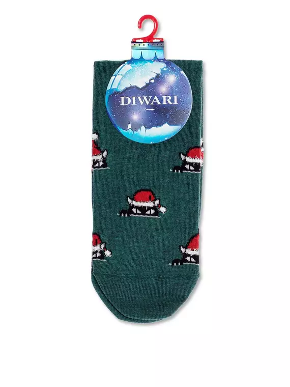Новогодние мужские носки с пушистой нитью «xmas cat» diwari 524 темно-бирюзовый, 19С-66СП, 42-45 (27-29), DIWARI,  - 2