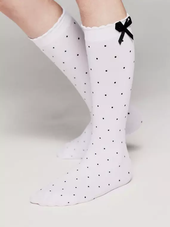 Гольфы детские в точку с декоративным бантом evie bianco, 20С-116СП, 18, CONTE ELEGANT,  - 2