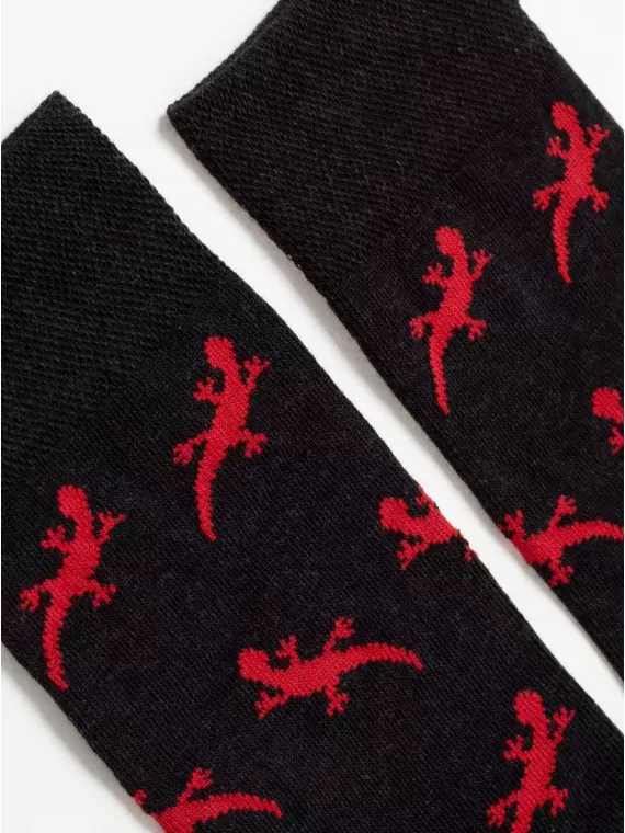 Хлопковые мужские носки happy с рисунком «ящерицы» 135 черный, 20С-37СП, 40-41 (25), DIWARI,  - 3