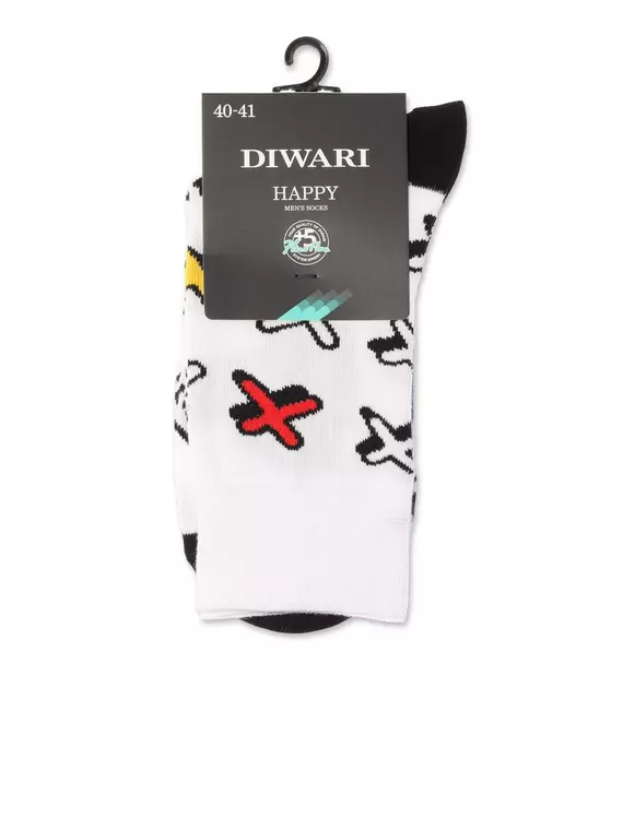 Хлопковые мужские носки diwari happy с рисунком «крестики» 134 белый, 20С-37СП, 42-43 (27), DIWARI,  - 3