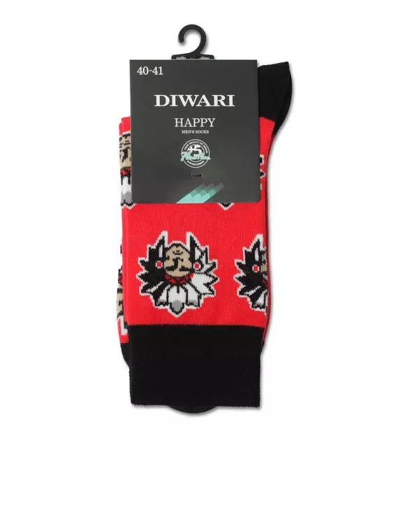 Хлопковые мужские носки happy с рисунком «индейцы» 144 красный, 20С-37СП, 40-41 (25), DIWARI,  - 3