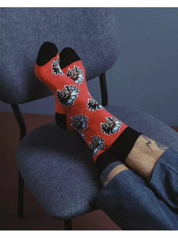 Хлопковые мужские носки happy с рисунком «индейцы» 144 красный, 20С-37СП, 40-41 (25), DIWARI,  - 4