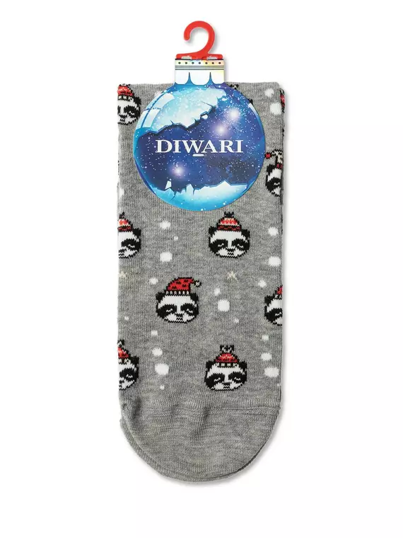 Носки мужские новогодние «xmas panda» diwari 518 серый, 20С-62СП, 42-45 (27-29), DIWARI,  - 2