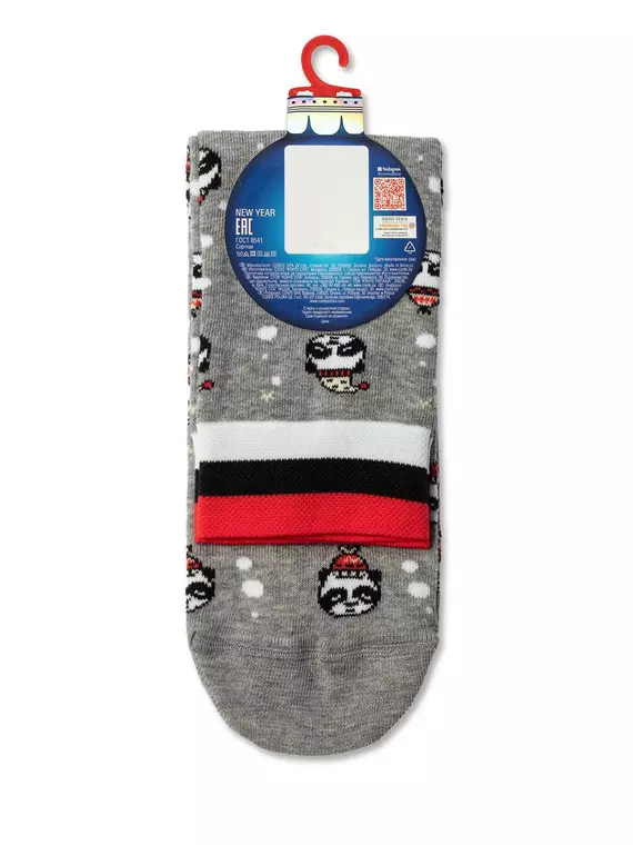 Носки мужские новогодние «xmas panda» diwari 518 серый, 20С-62СП, 42-45 (27-29), DIWARI,  - 3
