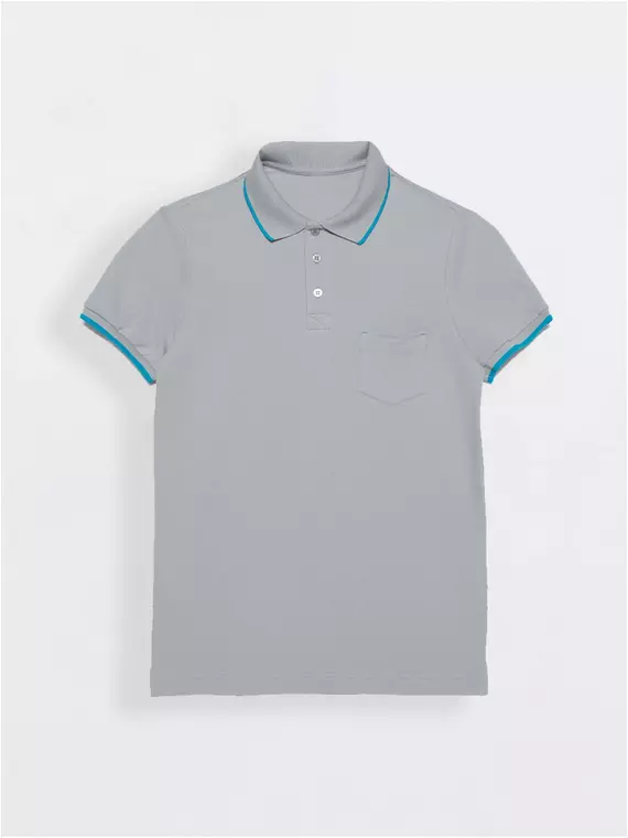 Футболка-поло с контрастной отделкой diwari md 944 ash grey, 18С-720ТСП, 182-96/M, DIWARI,  - 3