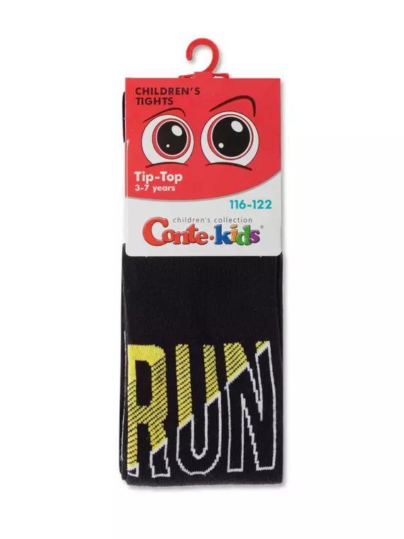 Колготки детские с рисунком «run»  559 черный, 4С-05СП, 116-122 (18), CONTE-KIDS,  - 2