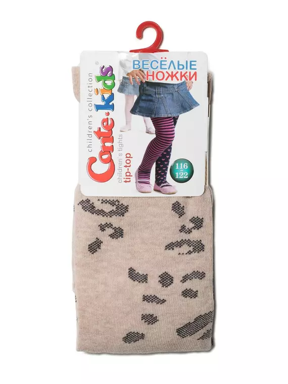 Колготки детские (весёлые ножки) tip-top 513 темно-серый-бежевый, 14С-79СП, 116-122 (18), CONTE-KIDS,  - 2