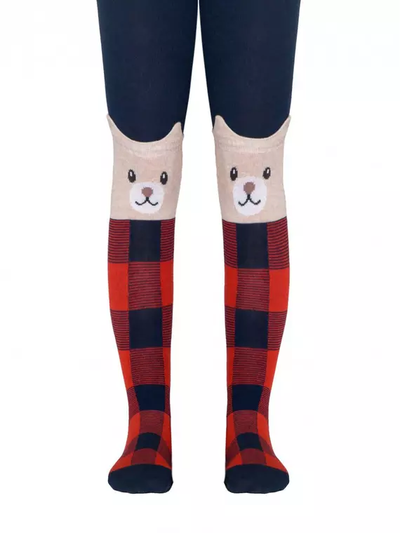 Колготки детские conte-kids tip-top (мордашки) 449 темно-синий-красный, 17С-60СП, 128-134 (20), CONTE-KIDS,  - 1