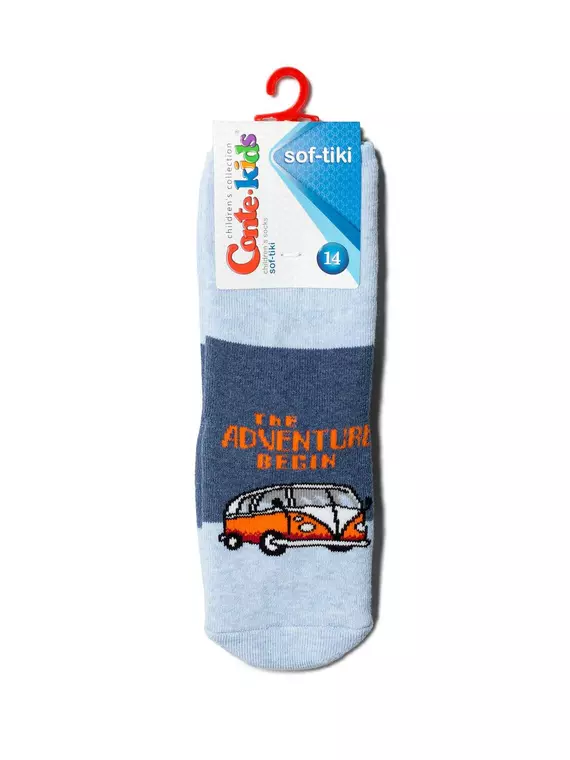 Теплые махровые детские носки sof-tiki с отворотом и антискользящей стопой 473 джинс, 7С-62СП, 14, CONTE-KIDS,  - 2