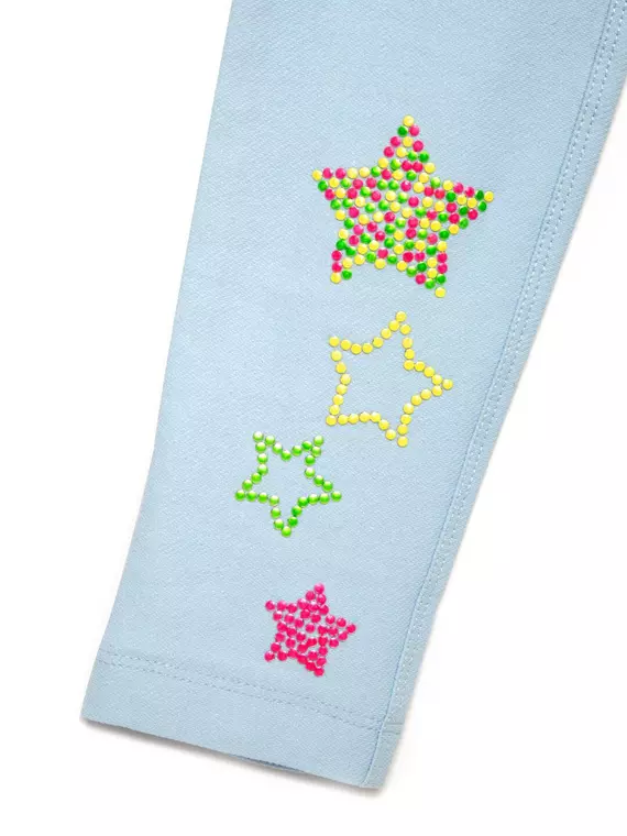 Джеггинсы для девочки с ярким рисунком из неоновых стразов rock star crystal blue, 18С-752ДТСП, 128,134-68, CONTE ELEGANT,  - 7