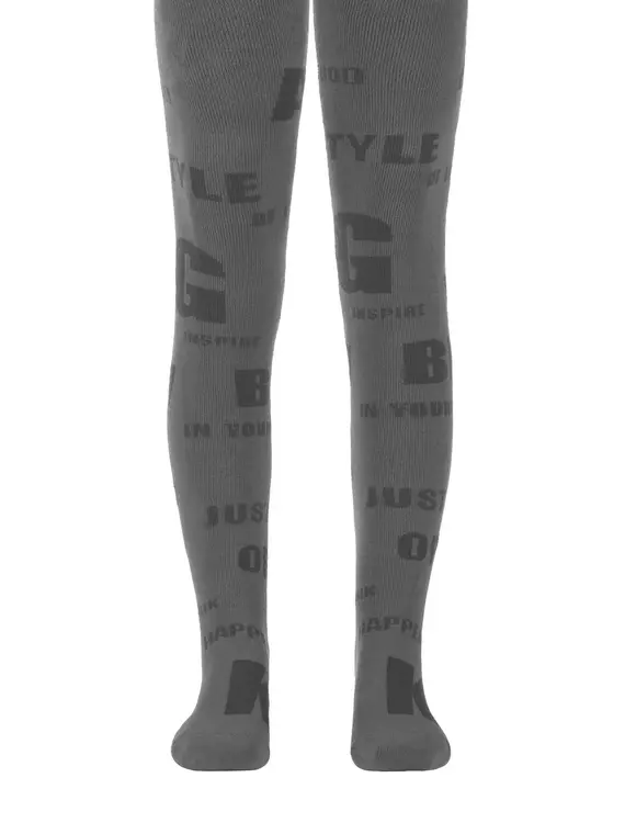 Колготки детские sof-tiki (махровые внутри) с рисунками 530 темно-серый, 7С-38СП, 140-146 (22), CONTE-KIDS,  - 1