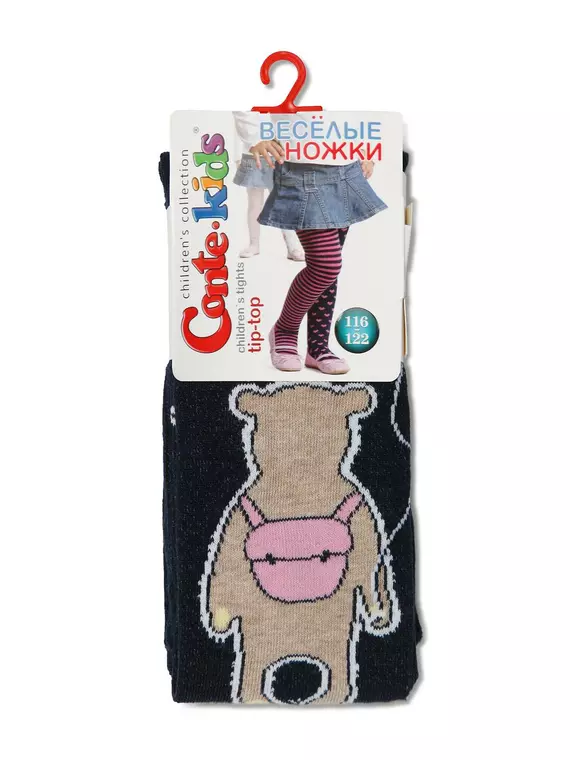 Колготки детские tip-top c яркими рисунками "веселые ножки" 488 темно-синий, 14С-79СП, 116-122 (18), CONTE-KIDS,  - 3