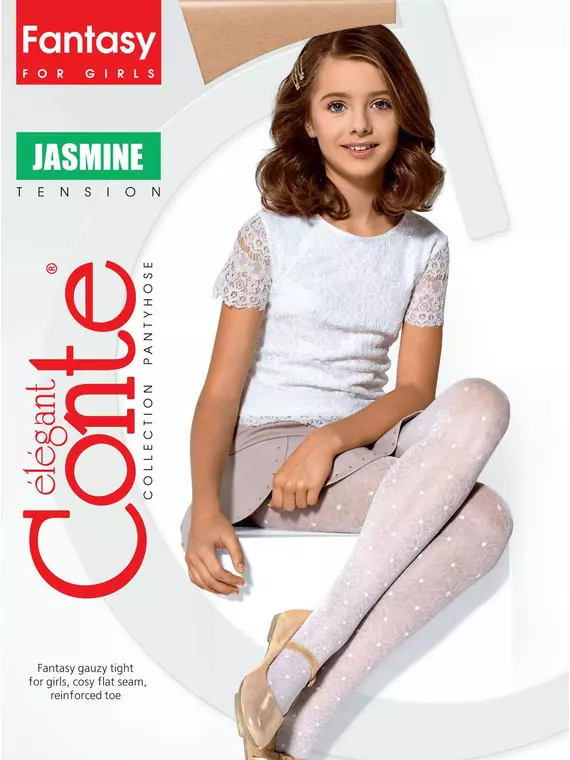 Детские нарядные колготки с ажурным цветочным рисунком conte jasmine pink, 16С-48СП, 104-110, CONTE ELEGANT,  - 2