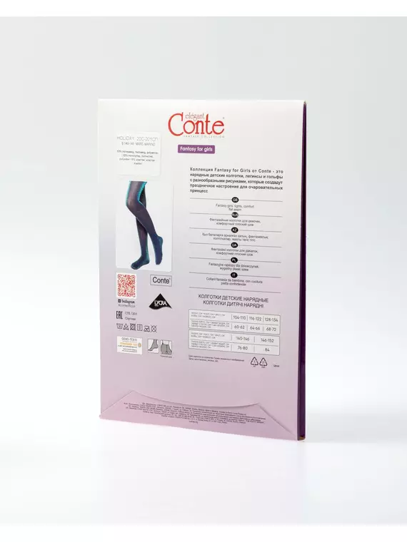Колготки детские из микрофибры с люрексом holiday mare-marino, 20С-201СП, 104-110, CONTE ELEGANT,  - 4