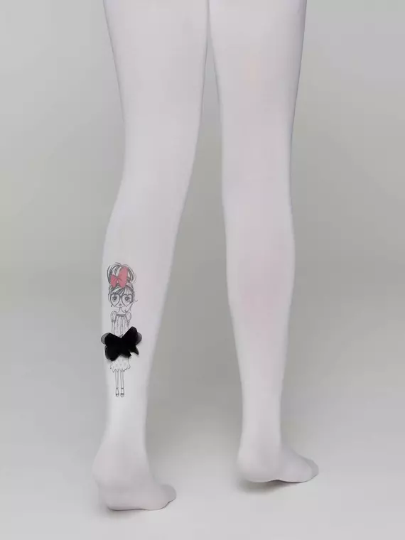 Колготки детские из микрофибры с рисунком и декором pretty bianco, 21С-87СП, 104-110, CONTE ELEGANT,  - 3