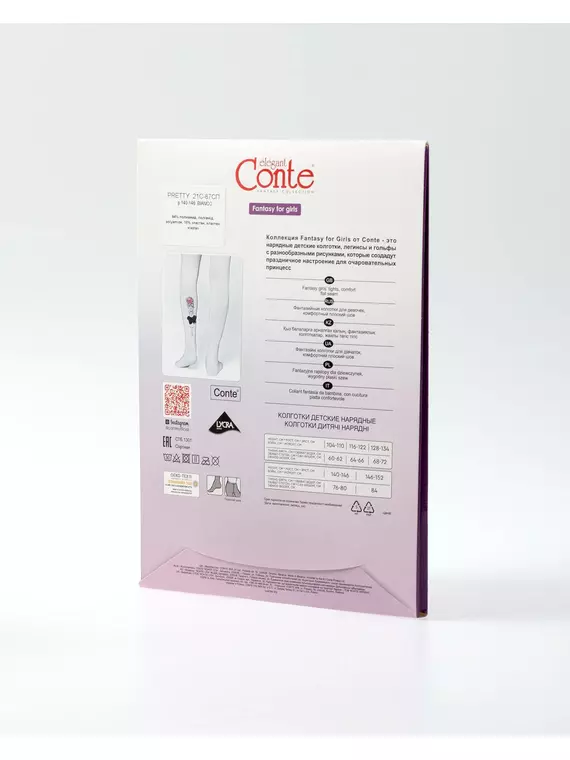 Колготки детские из микрофибры с рисунком и декором pretty bianco, 21С-87СП, 104-110, CONTE ELEGANT,  - 5