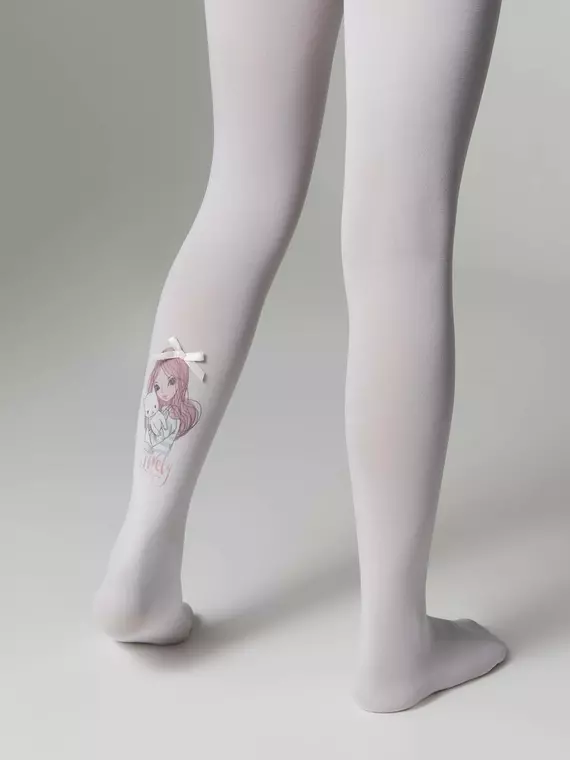 Колготки детские из микрофибры с рисунком и декором lovely bianco, 21С-88СП, 104-110, CONTE ELEGANT,  - 5