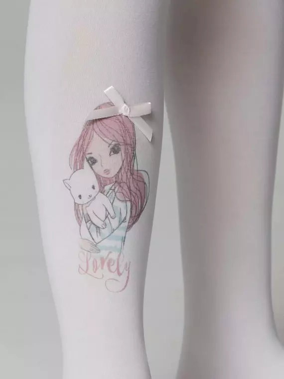 Колготки детские из микрофибры с рисунком и декором lovely bianco, 21С-88СП, 104-110, CONTE ELEGANT,  - 3