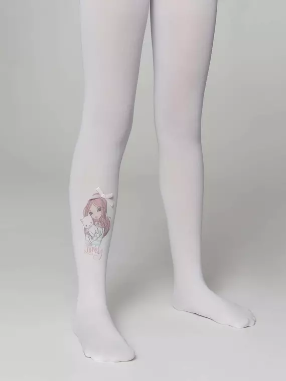 Колготки детские из микрофибры с рисунком и декором lovely bianco, 21С-88СП, 104-110, CONTE ELEGANT,  - 2