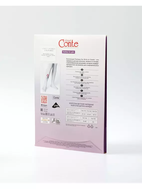 Колготки детские из микрофибры с рисунком и декором lovely bianco, 21С-88СП, 104-110, CONTE ELEGANT,  - 6