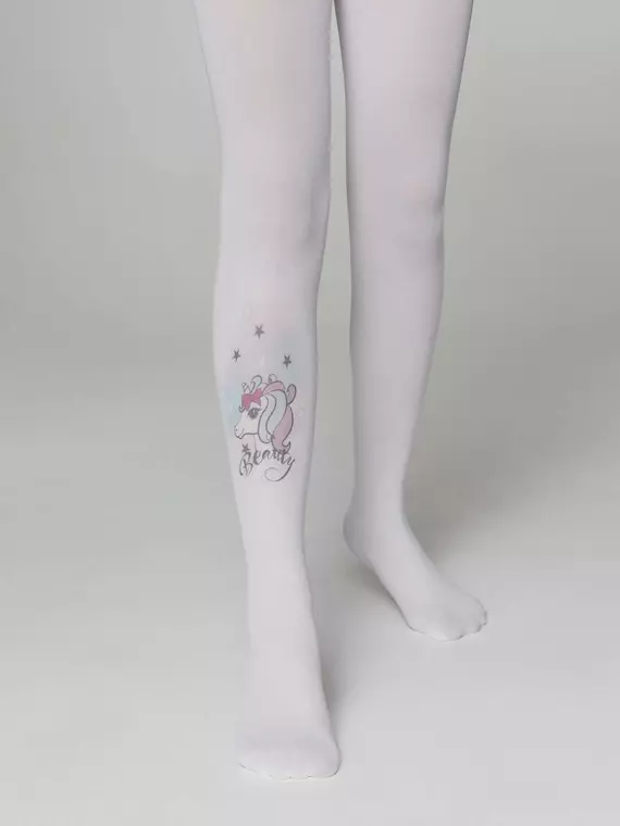 Колготки детские из микрофибры с рисунком beauty bianco, 21С-89СП, 104-110, CONTE ELEGANT,  - 2