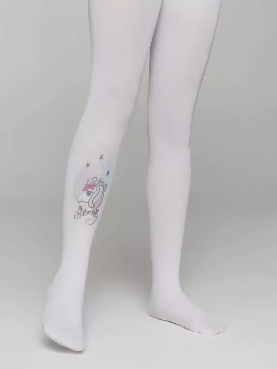 Колготки детские из микрофибры с рисунком beauty bianco, 21С-89СП, 104-110, CONTE ELEGANT,  - 3