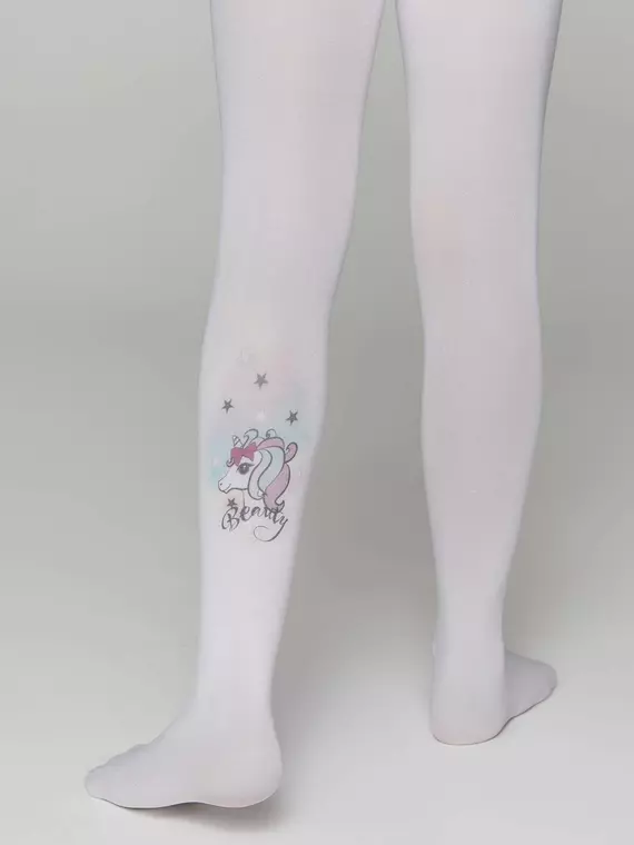 Колготки детские из микрофибры с рисунком beauty bianco, 21С-89СП, 104-110, CONTE ELEGANT,  - 4