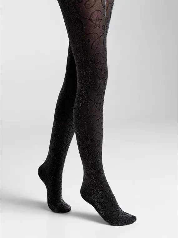 Колготки детские с люрексом и фантазийным рисунком shiny nero, 21С-109СП, 104-110, CONTE ELEGANT,  - 2