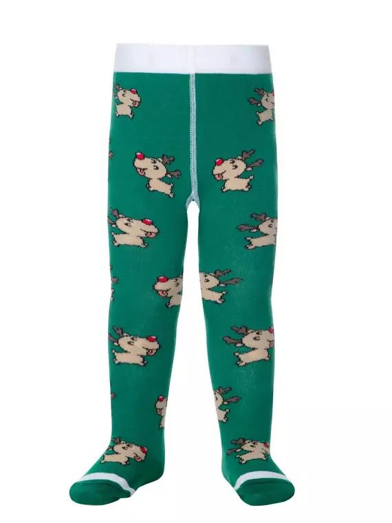 Новогодние детские колготки conte-kids "deer" 589 зеленый, 21С-31СП, 62-74 (12), CONTE-KIDS,  - 2