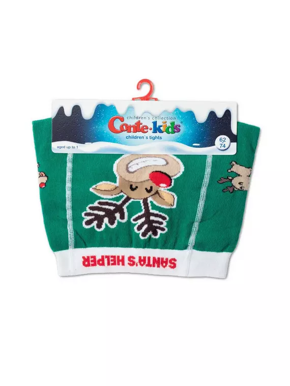 Новогодние детские колготки conte-kids "deer" 589 зеленый, 21С-31СП, 62-74 (12), CONTE-KIDS,  - 3