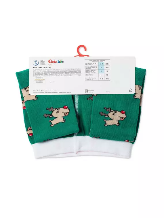 Новогодние детские колготки conte-kids "deer" 589 зеленый, 21С-31СП, 62-74 (12), CONTE-KIDS,  - 4