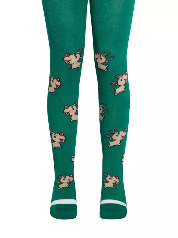 Новогодние детские колготки conte-kids "deer" 589 зеленый, 21С-31СП, 62-74 (12), CONTE-KIDS,  - 5