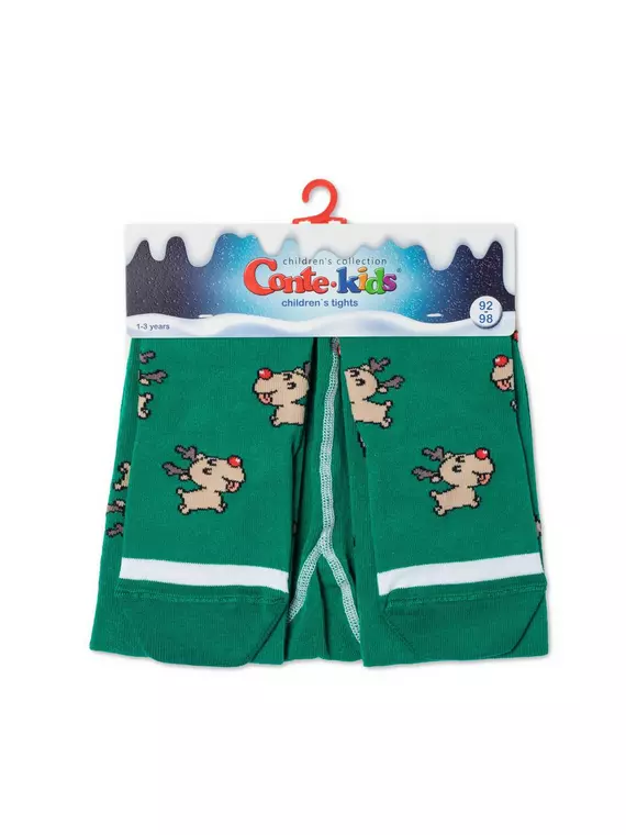 Новогодние детские колготки conte-kids "deer" 589 зеленый, 21С-31СП, 62-74 (12), CONTE-KIDS,  - 6