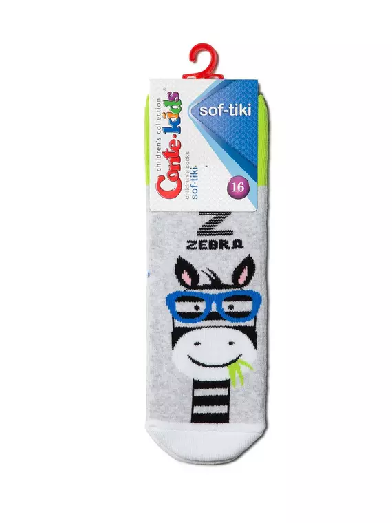 Махровые детские носки sof-tiki с отворотом 436 светло-серый-салатовый, 6С-19СП, 16, CONTE-KIDS,  - 2