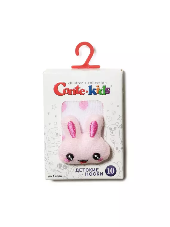 Махровые детские носки sof-tiki с мордашками "зайка" 398 белый, 18С-263СП, 10, CONTE-KIDS,  - 2