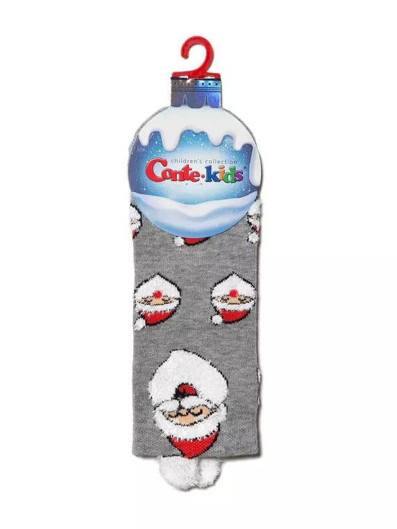 Новогодние детские носки "санта-клаус" с пушистой нитью и пикотом 447 серый, 19С-91СП, 13-14, CONTE-KIDS,  - 2