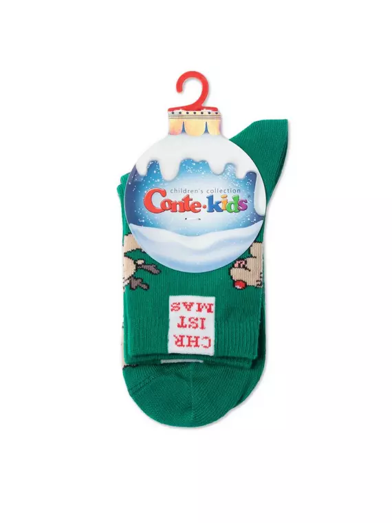 ​новогодние детские носки new year 649 зеленый, 21С-67СП, 20-22, CONTE-KIDS,  - 3