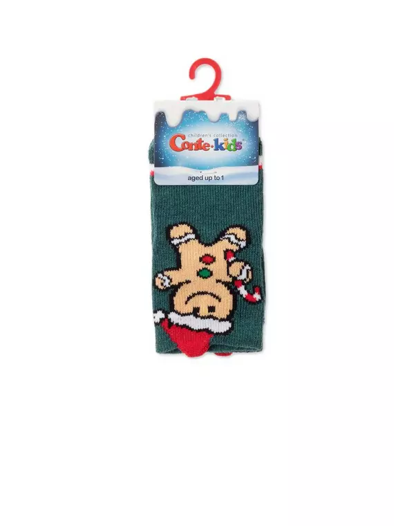 Новогодние детские носки new year 652 темно-бирюзовый, 21С-64СП, 9-10, CONTE-KIDS,  - 2