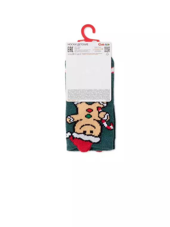 Новогодние детские носки new year 652 темно-бирюзовый, 21С-64СП, 9-10, CONTE-KIDS,  - 3